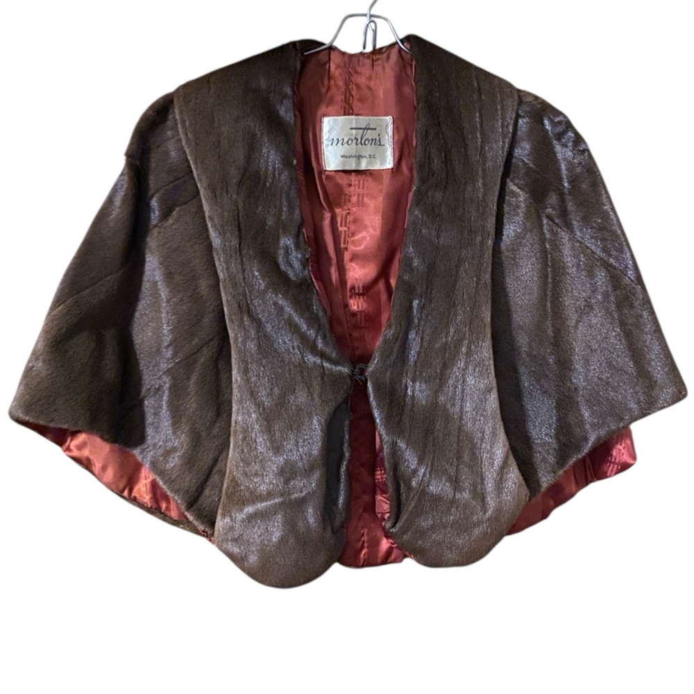 Morton's Washington DC Mink Striped Fur Cape Stole Wrap